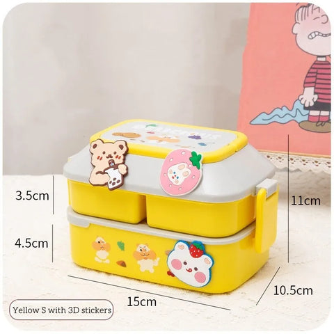 Kawaii Portable Lunch Box For Girls School Kids Plastic Picnic Bento Box Microwave Food Box With Compartments Storage Containers
