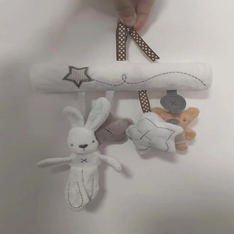 2024 New Hanging Bed Rabbit Baby Hand Bell Safety Seat Plush Toy Multifunctional Plush Toy Stroller Mobile Gifts