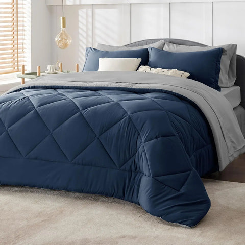 Bedsure Comforter Set - Reversible Queen Bed in a Bag with Comforters, Sheets, Pillowcases Queen King Full Twin