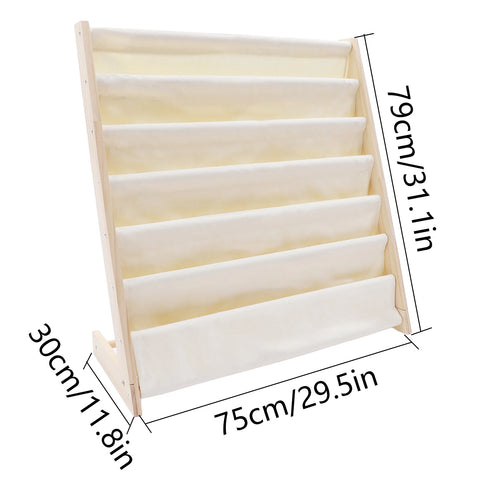 Wooden Bookcase Children Kids Book Shelf Storage Rack Tidy Organizer 6 Tiers HOT Natural Beige Easy Installation & Durable Use