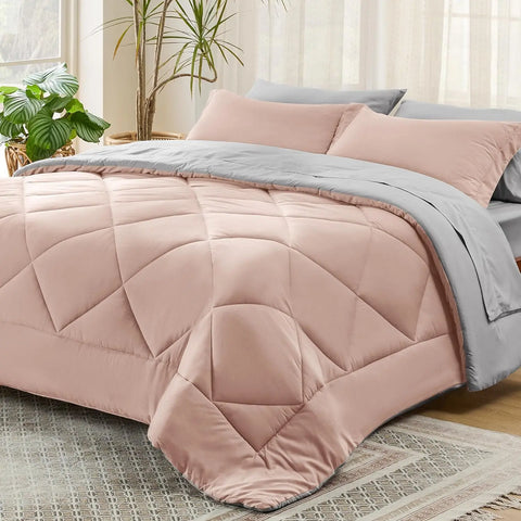 Bedsure Comforter Set - Reversible Queen Bed in a Bag with Comforters, Sheets, Pillowcases Queen King Full Twin