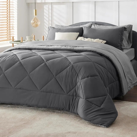 Bedsure Comforter Set - Reversible Queen Bed in a Bag with Comforters, Sheets, Pillowcases Queen King Full Twin