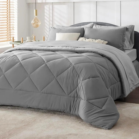 Bedsure Comforter Set - Reversible Queen Bed in a Bag with Comforters, Sheets, Pillowcases Queen King Full Twin