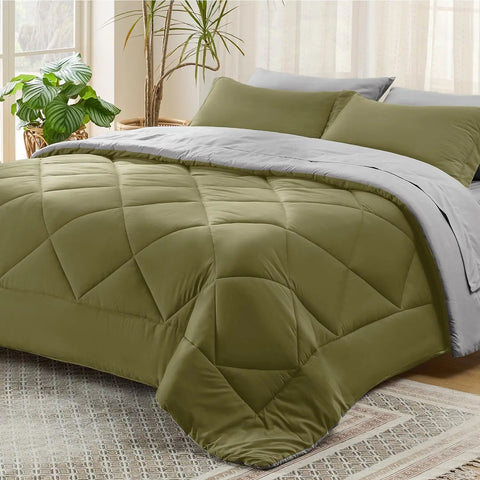 Bedsure Comforter Set - Reversible Queen Bed in a Bag with Comforters, Sheets, Pillowcases Queen King Full Twin