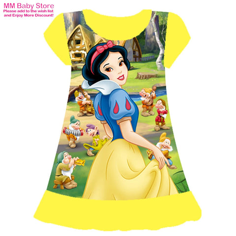 Mermaid Anna Elsa Dress Girls Nightdress Clothes Cartoon Pajamas Children's Clothing ShortSleeve Pajamas Dress Kids Family Wear