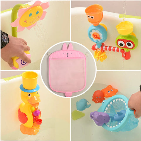 QWZ New Baby Bathroom Mesh Bag Sucker Design For Bath Toys Kids Basket Cartoon Animal Shapes Cloth Sand Toys Storage Net Bag