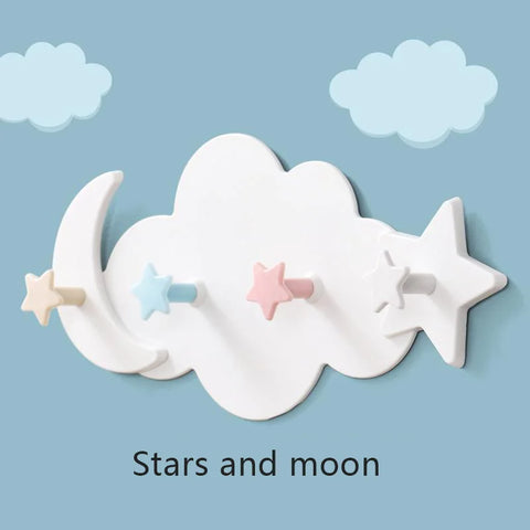 Self Adhesive Hooks Kawaii Cartoon Cloud Children's Room Hook On The Wall Hanging Decor Seamless Door Clothes Hanger Bathroom