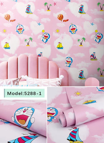 Sevenland Self Adhesive Waterproof Cartoon Pattern Kitchen Cupboard Cabinet PVC Wallpaper Wall Sticker Home Decor Cute