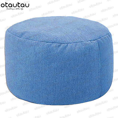 OTAUTAU Linen Bean Bag Chair with Filling Stuffed Beanbag Footstool Pouf Ottoman Chair Tatami Round Futon Puff Relax Furniture