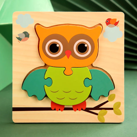 High Quality 3D Wooden Puzzle Baby Cartoon Animal Traffic Jigsaw  Early Learning Cognition Game Puzzle Toys for Children