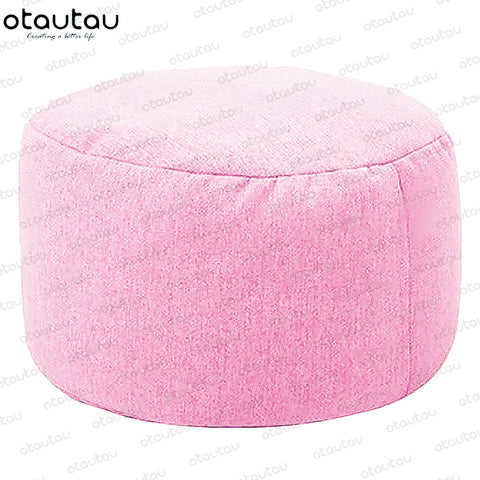 OTAUTAU Linen Bean Bag Chair with Filling Stuffed Beanbag Footstool Pouf Ottoman Chair Tatami Round Futon Puff Relax Furniture