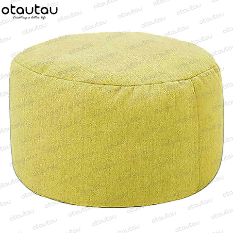 OTAUTAU Linen Bean Bag Chair with Filling Stuffed Beanbag Footstool Pouf Ottoman Chair Tatami Round Futon Puff Relax Furniture