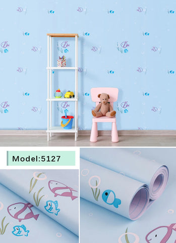 Sevenland Self Adhesive Waterproof Cartoon Pattern Kitchen Cupboard Cabinet PVC Wallpaper Wall Sticker Home Decor Cute