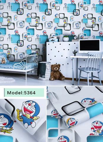 Sevenland Self Adhesive Waterproof Cartoon Pattern Kitchen Cupboard Cabinet PVC Wallpaper Wall Sticker Home Decor Cute