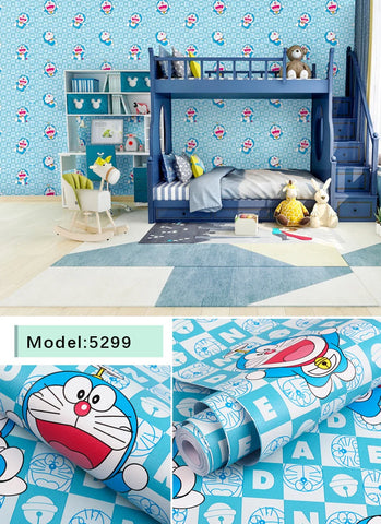 Sevenland Self Adhesive Waterproof Cartoon Pattern Kitchen Cupboard Cabinet PVC Wallpaper Wall Sticker Home Decor Cute