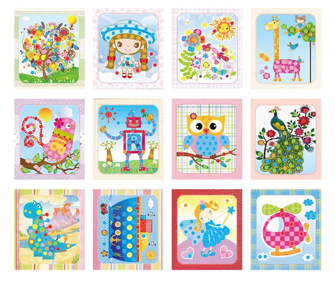 8Pcs/5pcs Kids DIY Button Stickers Drawing Toys Handmade School Art Class Painting Drawing Craft Toys Children Early Educational