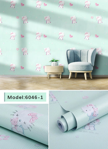 Sevenland Self Adhesive Waterproof Cartoon Pattern Kitchen Cupboard Cabinet PVC Wallpaper Wall Sticker Home Decor Cute