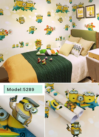 Sevenland Self Adhesive Waterproof Cartoon Pattern Kitchen Cupboard Cabinet PVC Wallpaper Wall Sticker Home Decor Cute