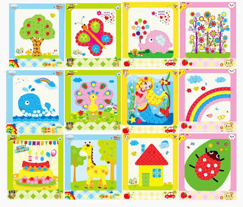 8Pcs/5pcs Kids DIY Button Stickers Drawing Toys Handmade School Art Class Painting Drawing Craft Toys Children Early Educational