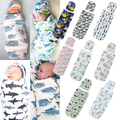 Citgeett Newborn Baby Cute Swaddle Blanket Sleeping Swaddle Muslin Wrap+Hat Anime 2pcs Casual Accessories SS