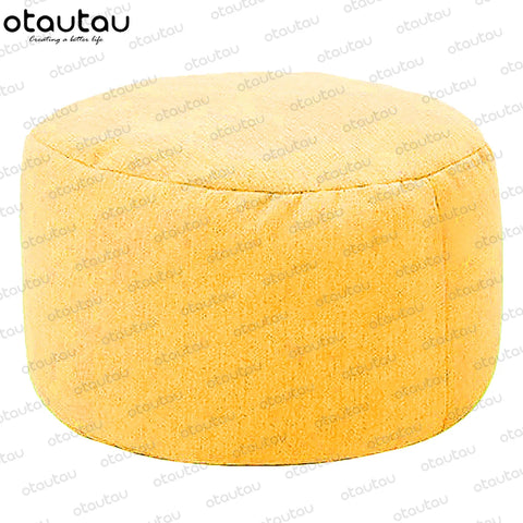 OTAUTAU Linen Bean Bag Chair with Filling Stuffed Beanbag Footstool Pouf Ottoman Chair Tatami Round Futon Puff Relax Furniture