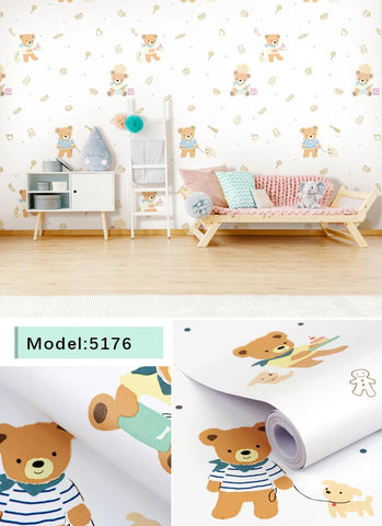 Sevenland Self Adhesive Waterproof Cartoon Pattern Kitchen Cupboard Cabinet PVC Wallpaper Wall Sticker Home Decor Cute