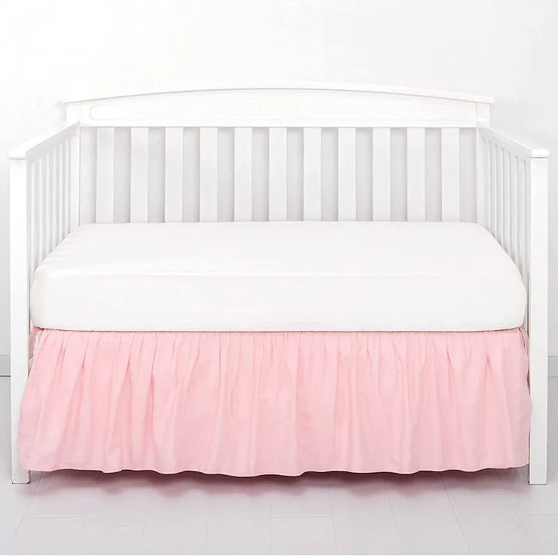 Top Selling Well Made Crib Bed Skirt Add White Top Sheets -4 Sides Pleated Ruffles for Baby Boys Girls Toddler Nursery Bedspread