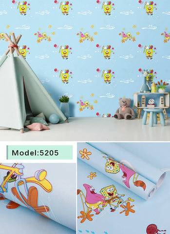 Sevenland Self Adhesive Waterproof Cartoon Pattern Kitchen Cupboard Cabinet PVC Wallpaper Wall Sticker Home Decor Cute