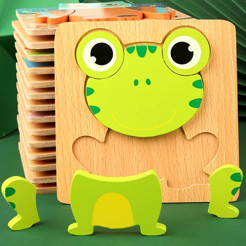 High Quality 3D Wooden Puzzle Baby Cartoon Animal Traffic Jigsaw  Early Learning Cognition Game Puzzle Toys for Children