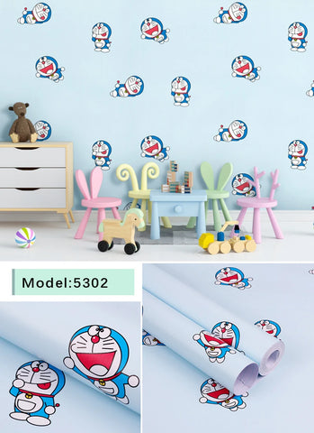 Sevenland Self Adhesive Waterproof Cartoon Pattern Kitchen Cupboard Cabinet PVC Wallpaper Wall Sticker Home Decor Cute