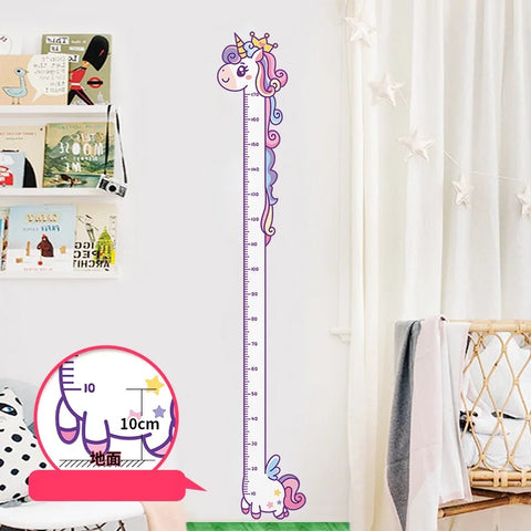 Cartoon Animals Height Measure Wall Sticker Unicorn Dinosaur Wallpaper For Kids Room Nursery Child Growth Ruler Growth Chart