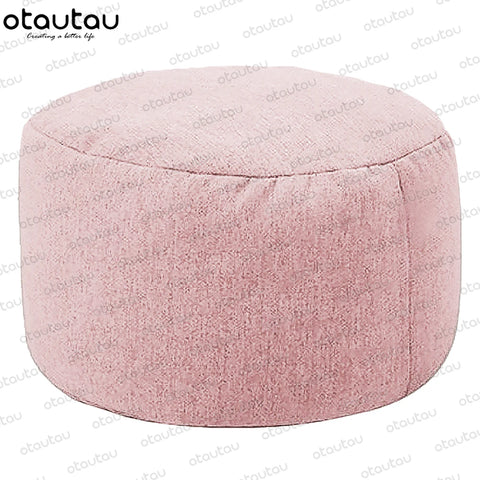 OTAUTAU Linen Bean Bag Chair with Filling Stuffed Beanbag Footstool Pouf Ottoman Chair Tatami Round Futon Puff Relax Furniture