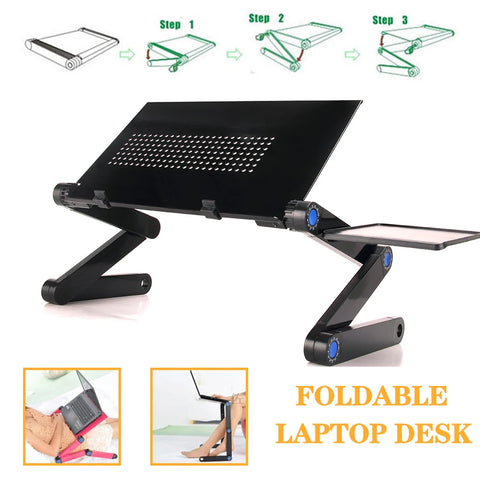 Adjustable Laptop Desk Stand Portable Aluminum Ergonomic Lapdesk For TV Bed Sofa PC Notebook Table Desk Stand With Mouse Pad