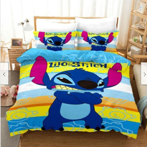 2/3 Pcs Lilo and Stitch Duvet Cover Bedding Set Gift Boy Girl Adult Single Double Queen Size One Quilt Cover Two Pillowcases
