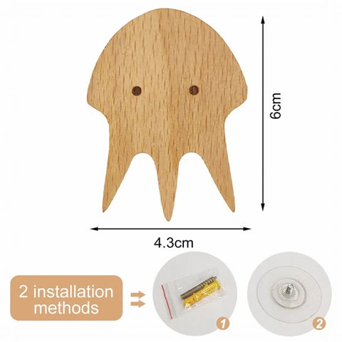 1pcs Animal Wooden Hooks Cute Room Decor Hook Wall Keychain Coat Hook Home Door Wood Hook Hanger Kitchen Accessories Gadget