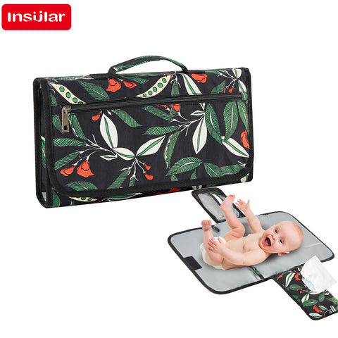 INSULAR Baby Diaper Changing Pad Infant Nappy Cushion Mattress Mat Travel Foldable Washable Waterproof Reusable Outdoor 3 Layers