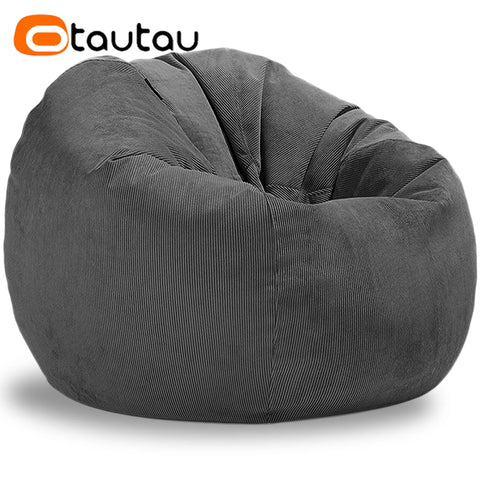 OTAUTAU Adults Children Corduroy Bean Bag Cover Without Filler Beanbag Pouf Chair Puff Salon Corner Seat Game Movie Sac DD005