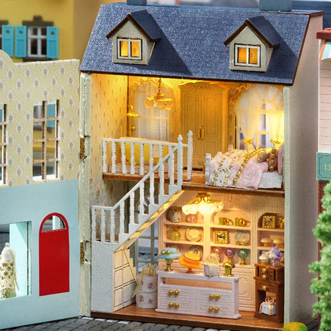 Diy Mini Wooden Dollhouse With Furniture Light Doll House Casa Assembly Model Pink Princess Villa Architecture Kit Toys Birthday