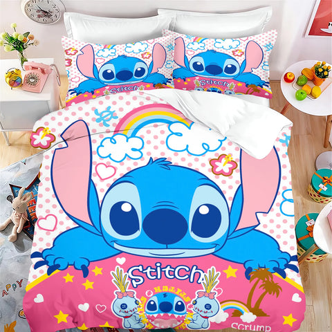 Stitch Quilt Cover Cartoon Anime Duvet Printed comforter 100% Polyester Bedding Twin Size children Gift Various Sizes