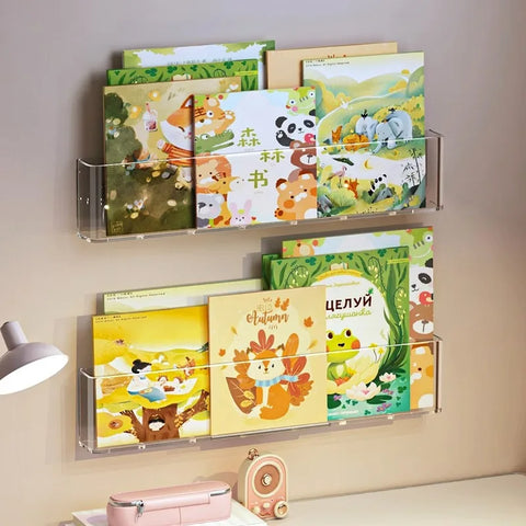 Acrylic Picture Book Display Stand Bookshelf Children's Wall Behind the Door Reading Magazine Storage Wall Hanging Bookshelf