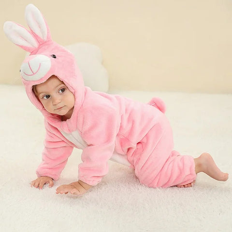 MICHLEY Carniva Baby Rompers Winter Clothes Flannel Hooded Bodysuits Pajamas Animals Overall Jumpsuit For Girls BoysK ids