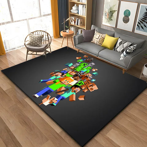 MINISO Game Minecraft Living Room Carpet Cartoon Game Bedroom Bedside Non Slip Floor Mat Home Balcony Mats Kid's Play Rug
