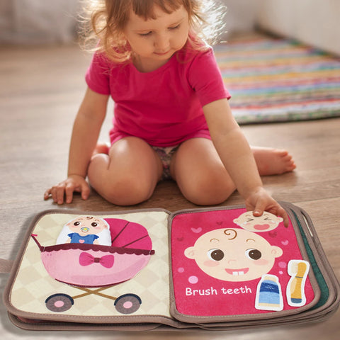 1pcs Montessori Busy Book Baby Early Education Book，Puzzle Toy, Animal Cognitive Fabric Book, Repeated Paste Book & Sensory toys