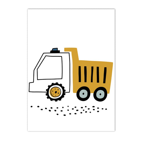 Cartoon Crane Excavator Tractor Truck Wall Art Canvas Painting Nursery Print Child Poster Nordic Wall Pictures Boys Room Decor