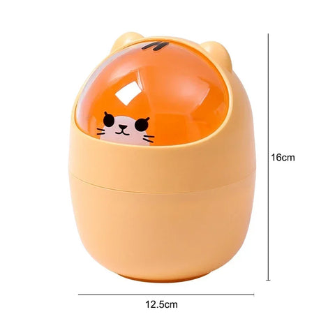 Ins Style Creative Cute Home Desktop with Lid Trash Can Small Mini Kawaii Bedroom Desk Storage Box Pen Holder Give A Sticker