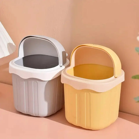 1pc Large Rectangle Creative Desktop Trash Can with Screw-Off Lid - Sanitary Bin for Office, Home, Bedroom, Living Room, Kitchen