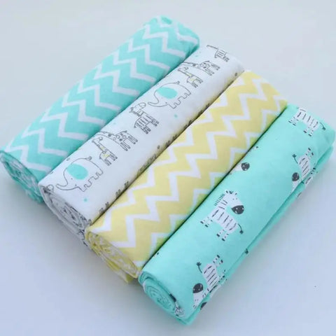 4Pcs/Pack New Color Cotton Flannel Diapers Baby Swaddles Wrap Receiving Bedsheet Print Blankets For Baby Girls Boys 76*76CM