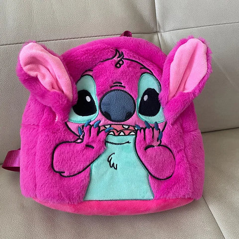Disney Stitch Plush New Cartoon Backpack Fashion 3d Mini Women's Backpack Large Capacity Cute Children's Schoolbag High Quality