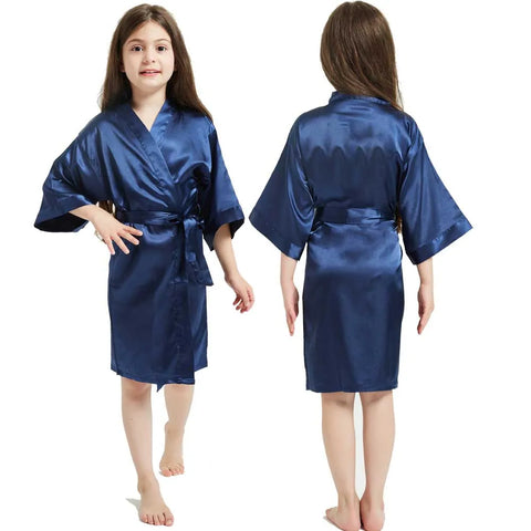 Kimono Girls Kids Bathrobe For Girls Toddle Baby Girls Silk Satin Bathrobe Pink Wedding Party Robes Spa Bathrobe Bridemaid Gowns