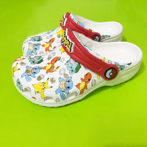 MINISO Pokemoned Hole Sandals Pikachu Squirtle Charmander Slippers Sandals Kawaii Anime Home Beach Shoes Summer Slippers Kids